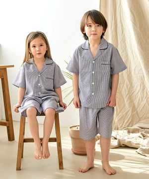 105러브체크 반소매 파자마세트