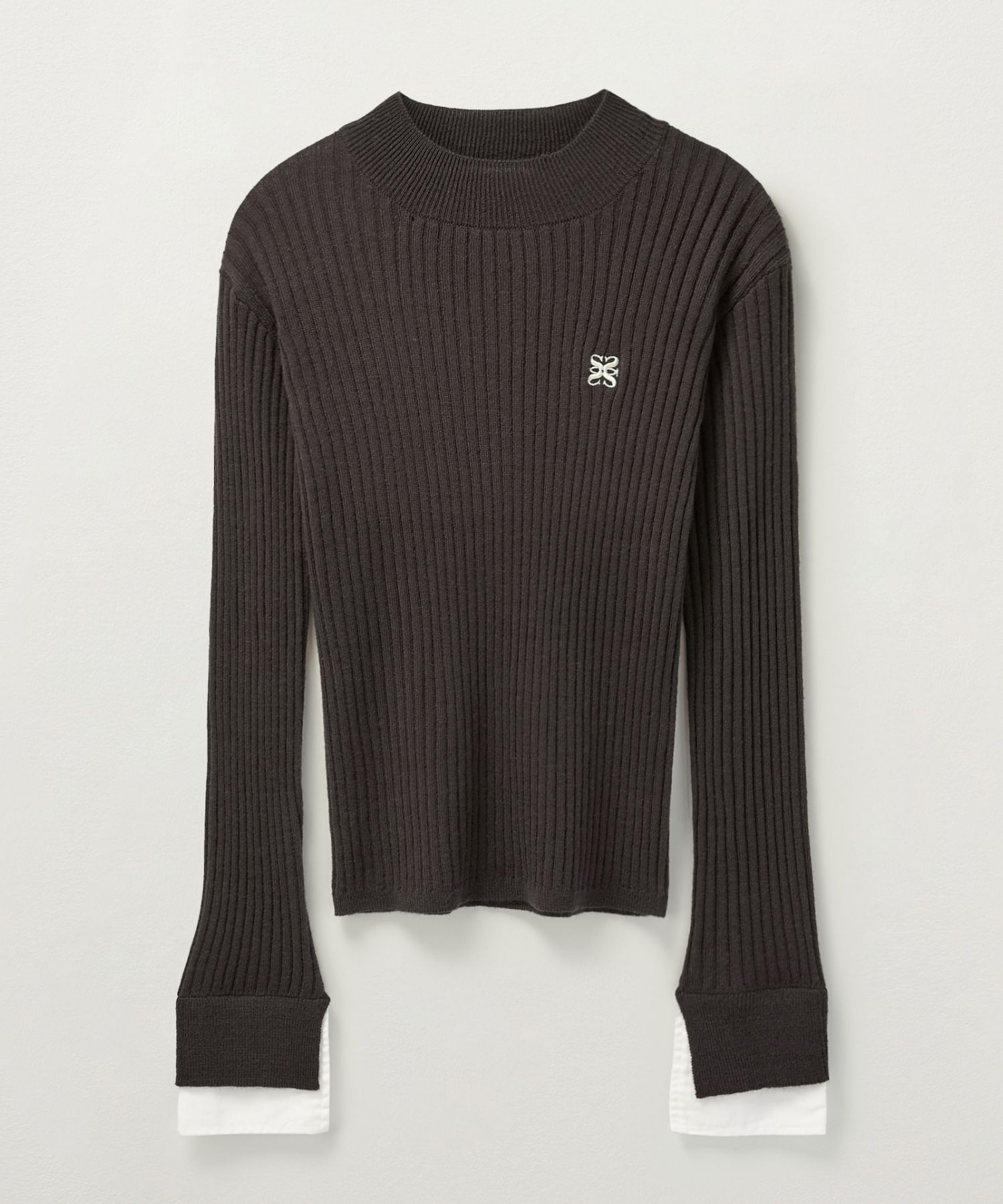 MUSINSA | SATUR (W) Cuffs Mockneck Knit Melange Grey