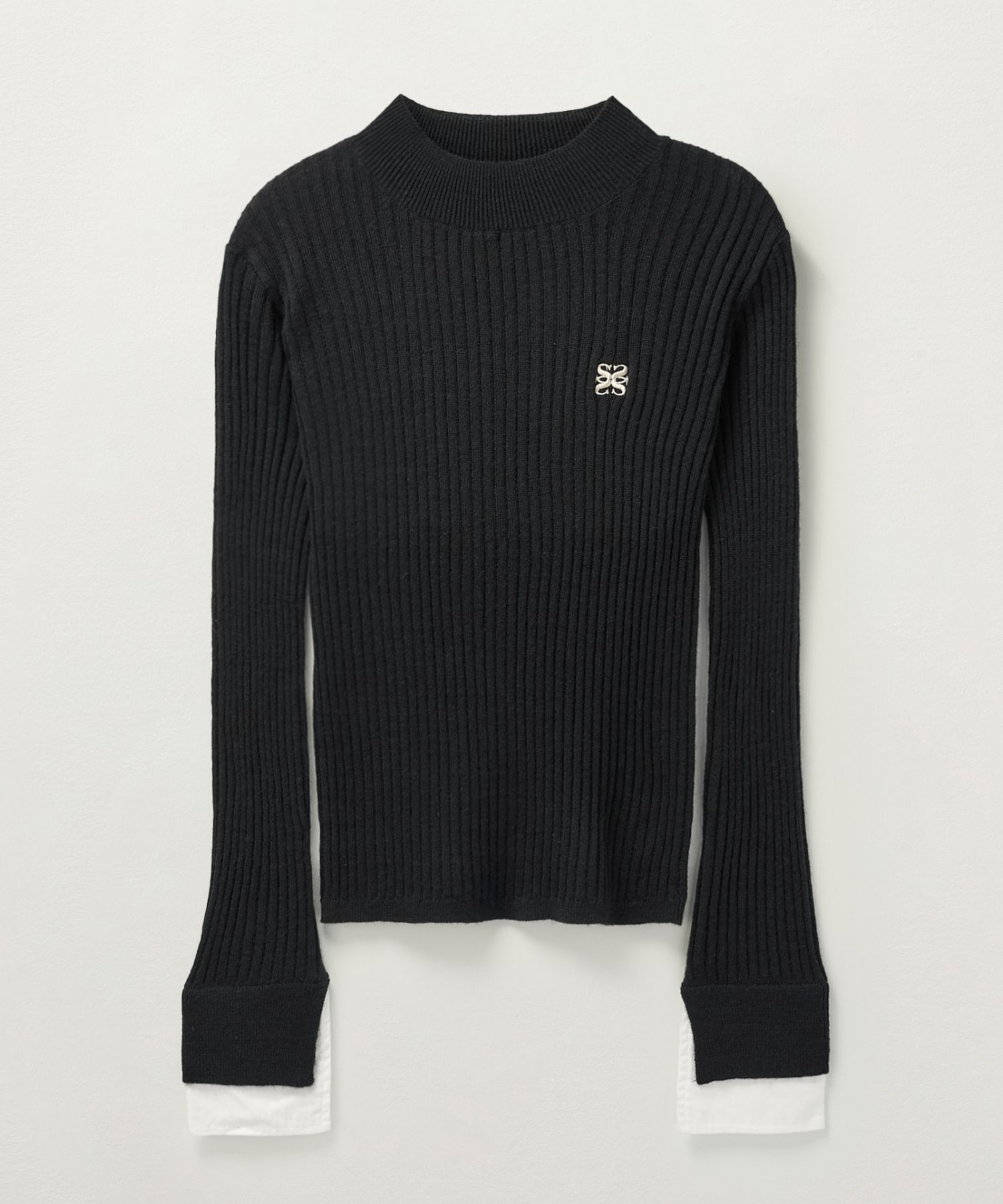 【爆売り！】 Mock Cuffs (W) SATUR | MUSINSA Neck Black Knit トップス