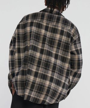 Retro oversized fit checkered shirt_Black
