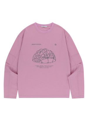 쉴드 그래픽 소로나 패널 롱 티셔츠-핑크