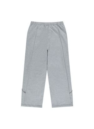 커브드 인시전 헤비 스웨트 와이드 팬츠-멜란지 그레이