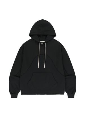 커브드 인시전 헤비 스웨트 후드티-블랙