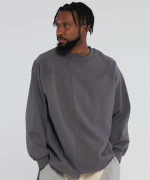 Unbalanced neck boxy sweatshirt_Gray