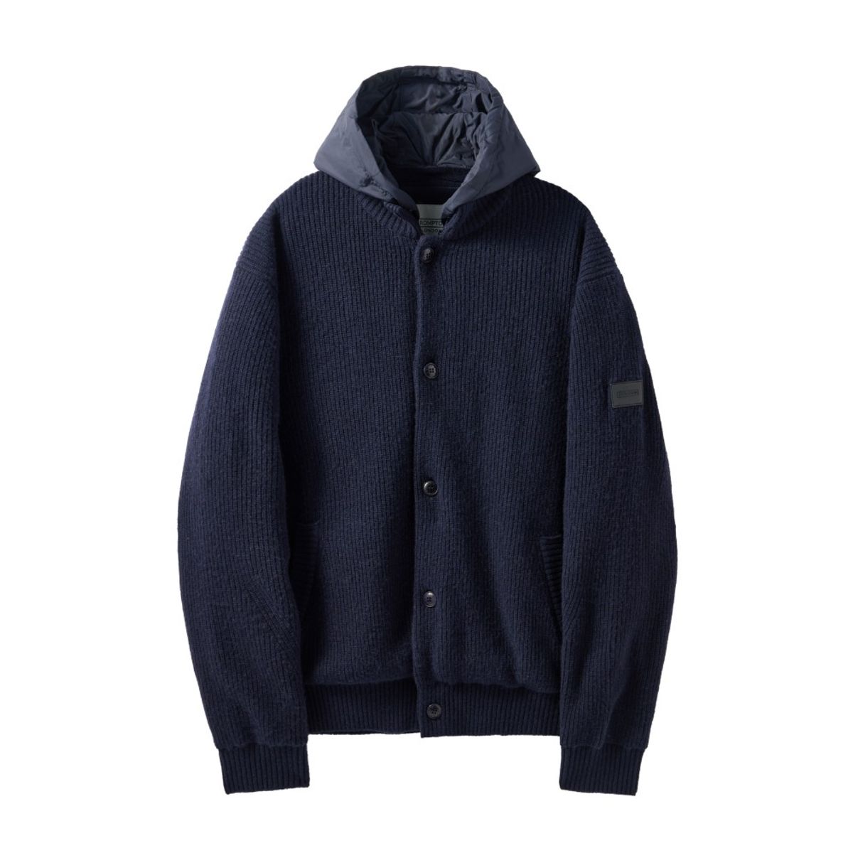 브롬톤 런던(BROMPTON LONDON) HOOD DETACHABLE HYBRID CARDIGAN  - NAVY (P244UCD403)