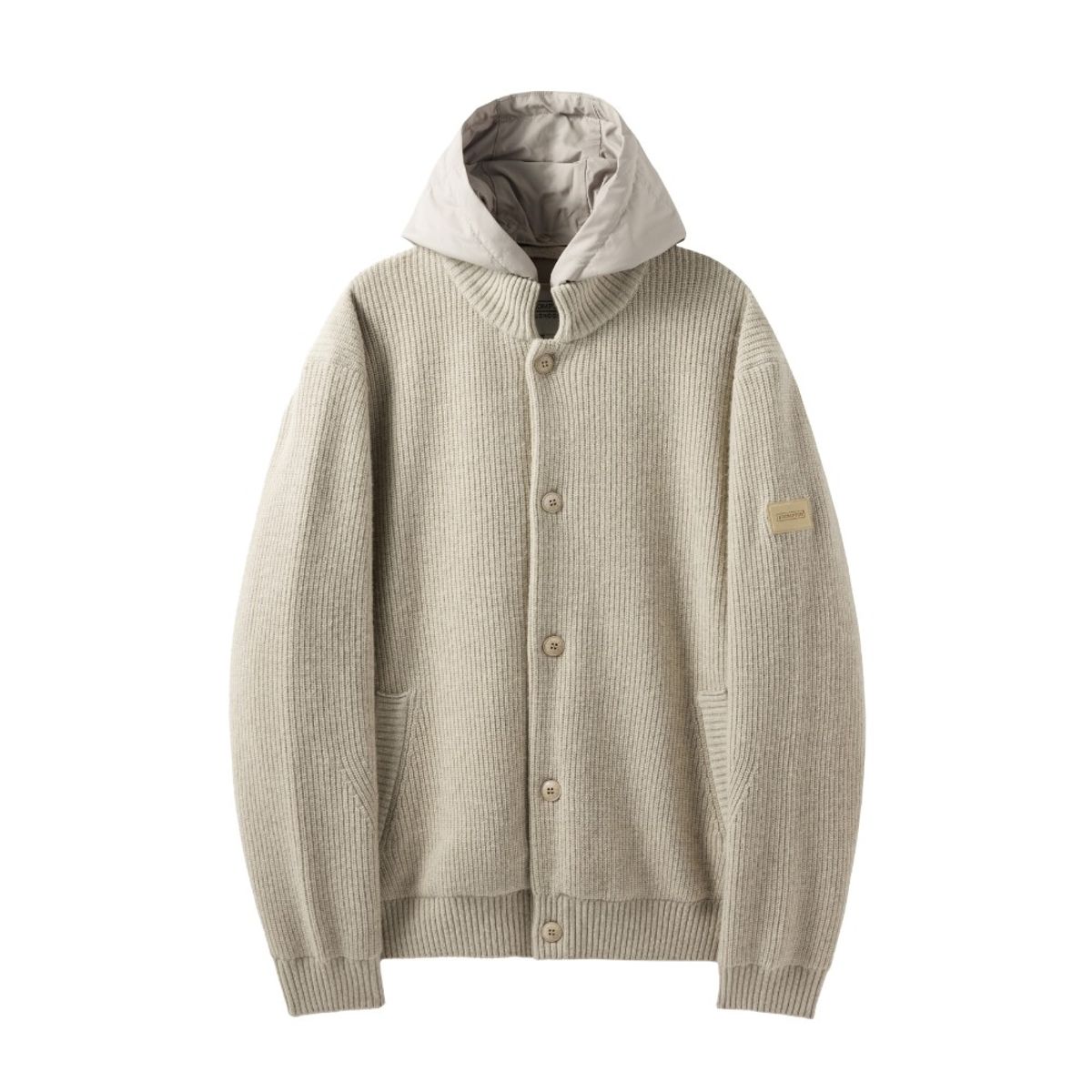 브롬톤 런던(BROMPTON LONDON) HOOD DETACHABLE HYBRID CARDIGAN  - L/BEIGE (P244UCD403)