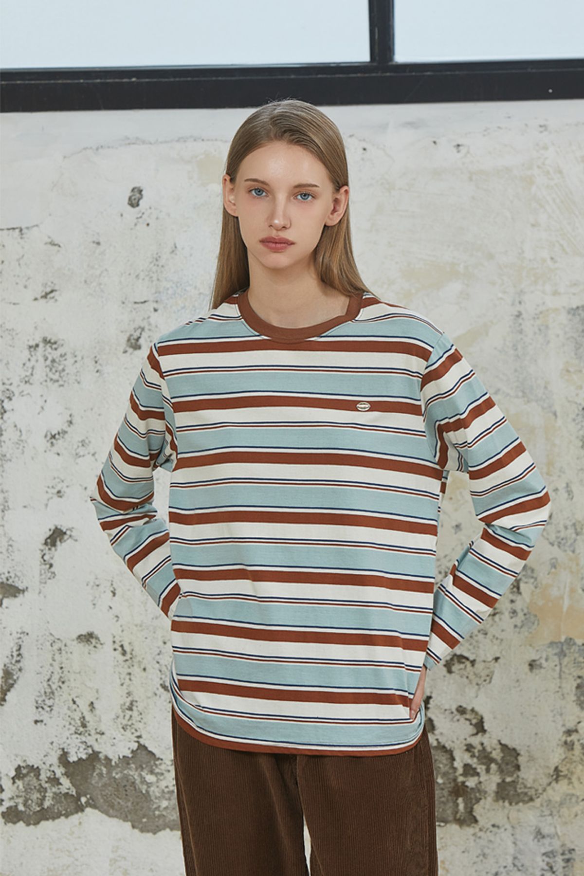 아노에틱(ANOETIC) MULTI STRIPE T-SHIRT_BROWN