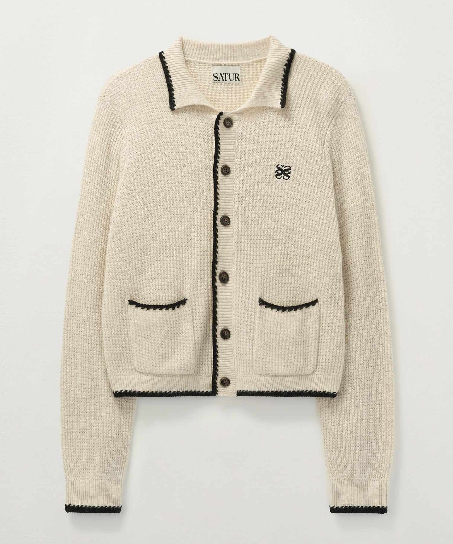 MUSINSA | SATUR (W) Bluff Raccoon Collar Knit Cardigan Cream