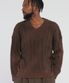 Dirty Spray V-Neck Twisted Knitwear_Brown