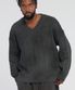 Dirty Spray V-Neck Twisted Knitwear_Charcoal