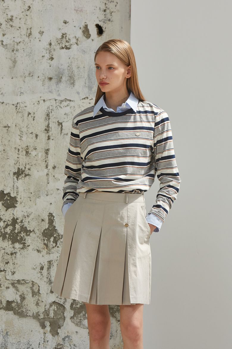 FORMAL PLEATSW SKIRT_LIGHT GREY