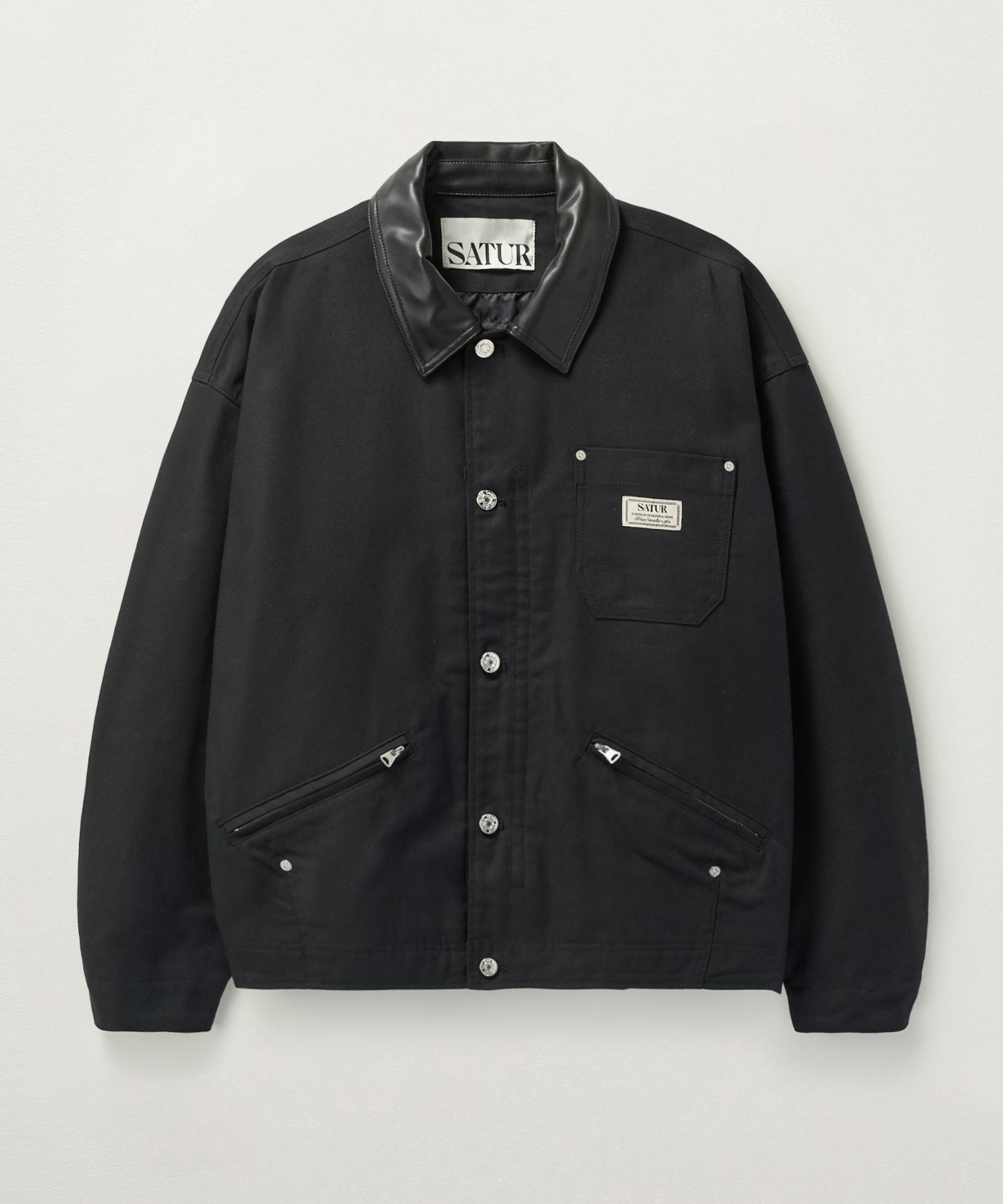 ◆SATUR◆ W Cropped Cotton Work Jacket Black SA243WJK05BK MUSINSA | SATUR Cotton Work Jacket Black