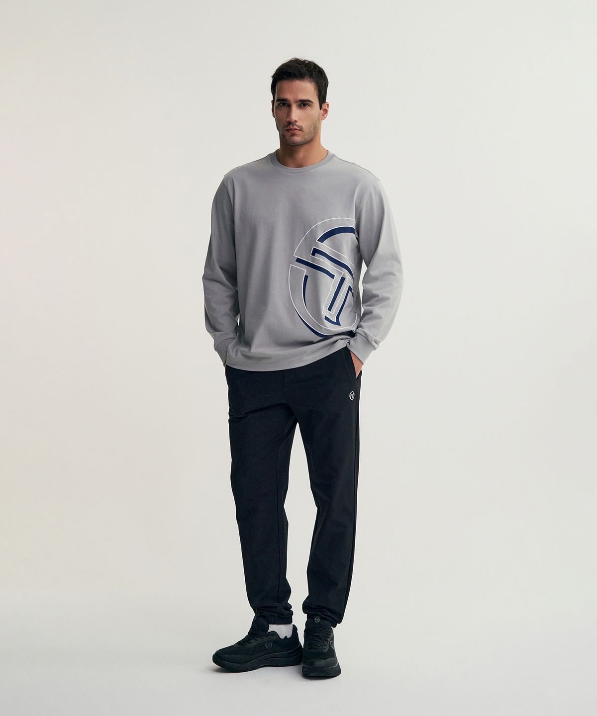 세르지오 타키니(SERGIO TACCHINI) M 데일리 우븐 기모 조거 팬츠 (Black)