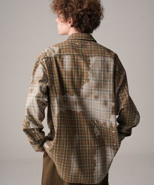 Rou Painting Overfit Check Shirt BROWN