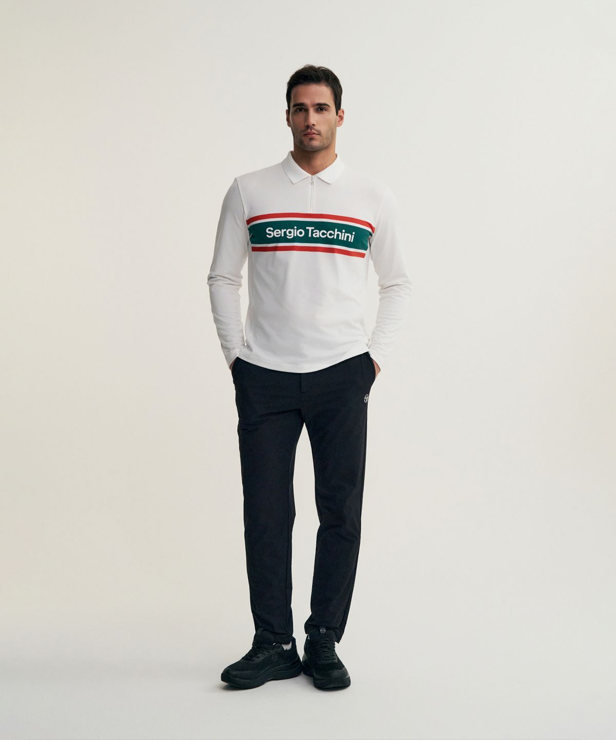 세르지오 타키니(SERGIO TACCHINI) M 데일리 우븐 기모 스트레이트 팬츠 (Black)