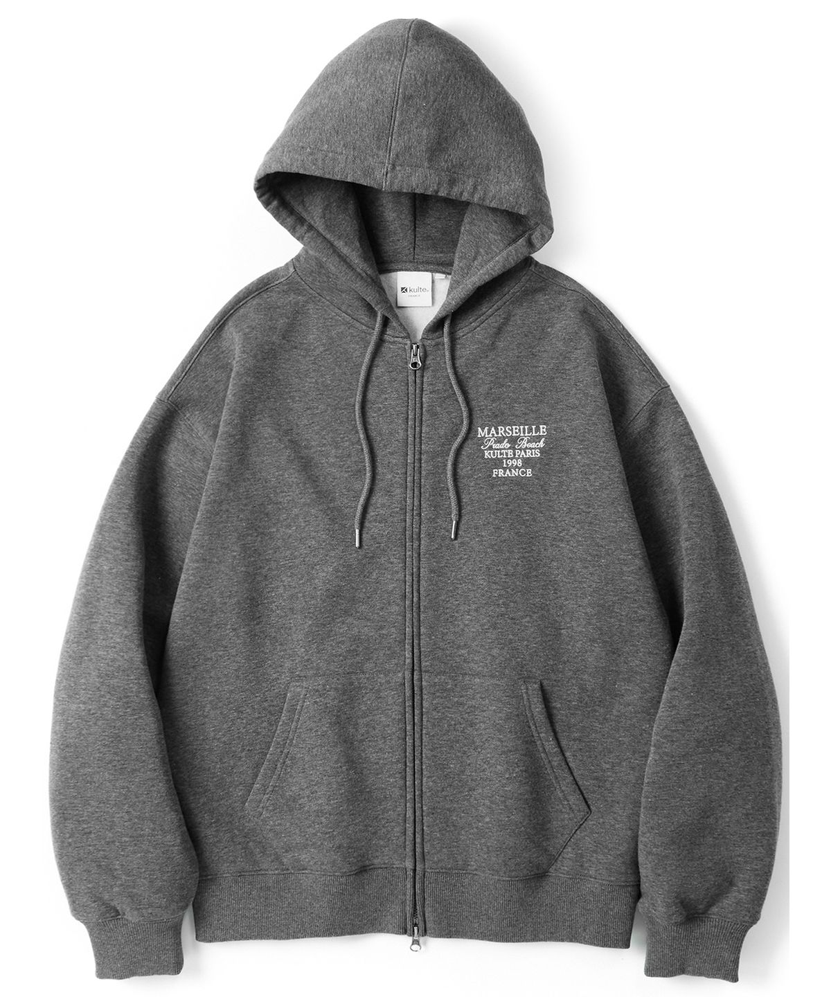 쿨트(KULTE) Small lettering zip-up C.M.grey