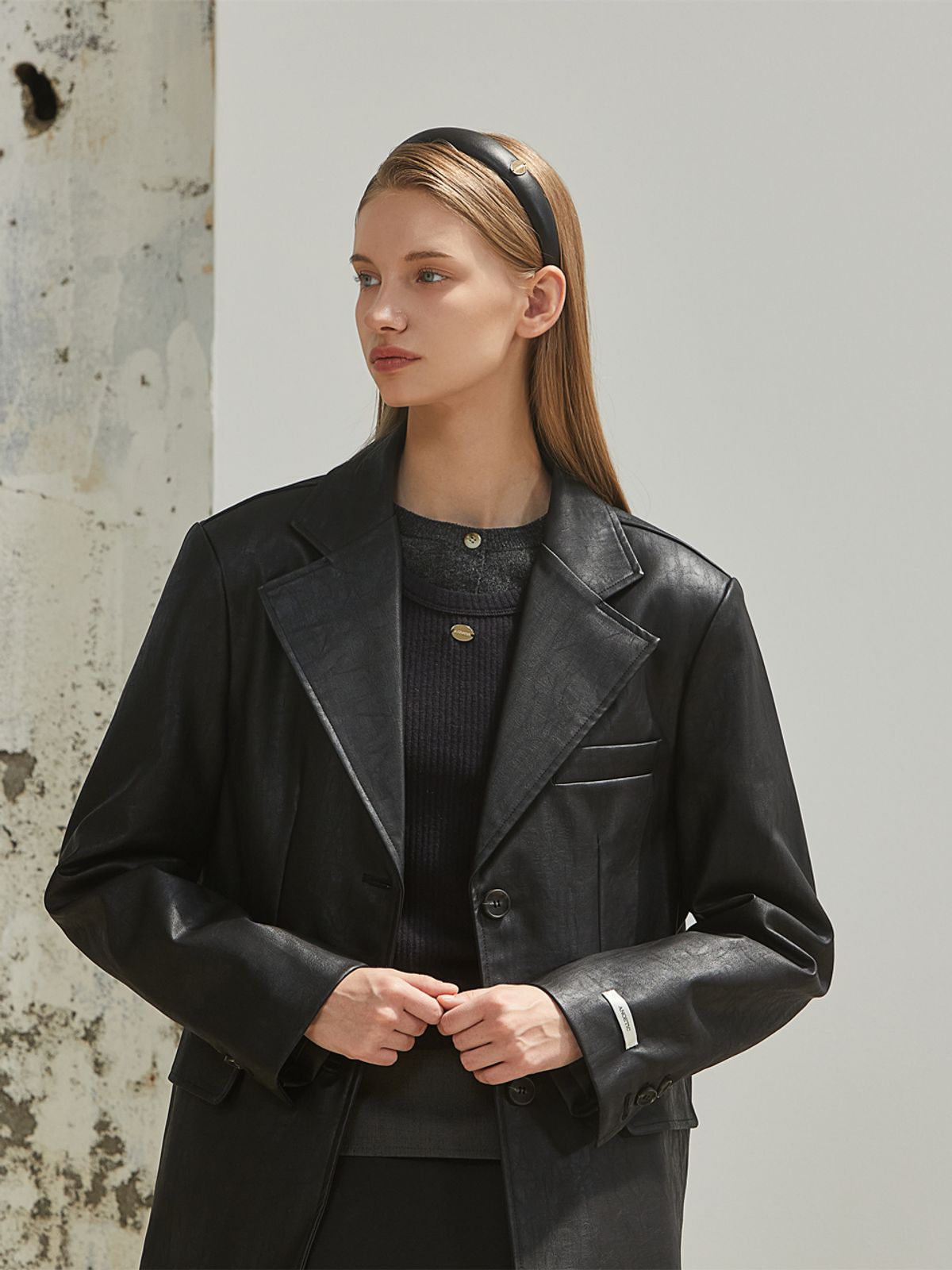 아노에틱(ANOETIC) ANC FAUX LEATHER JACKET_BLACK