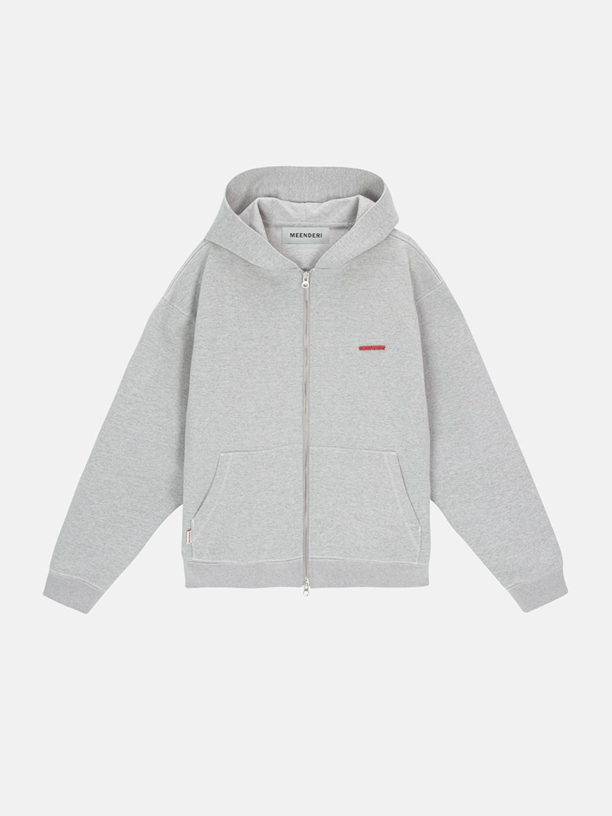 민더리(MEENDERI) [UNISEX] STITCH POCKET ZIP UP HOODIE - GREY