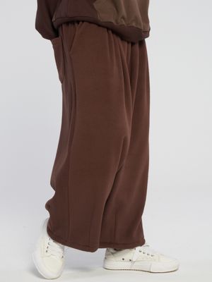 Soft baggy wide banding pants_Brown