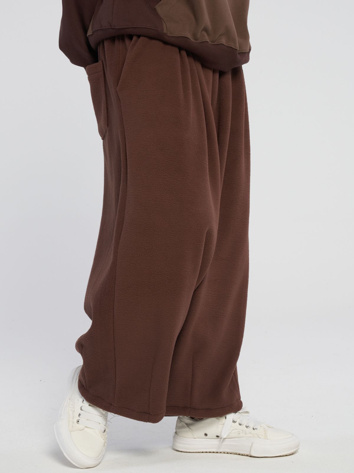 테네르(TENER) Soft baggy wide banding pants_Brown