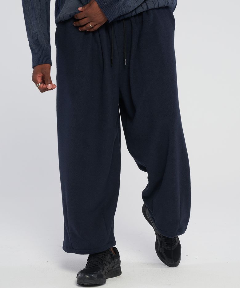 Soft baggy wide banding pants_Navy