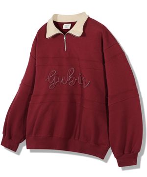 아플리케 로고 하프집업 맨투맨