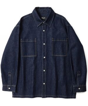 Washed work denim shirt Indigo