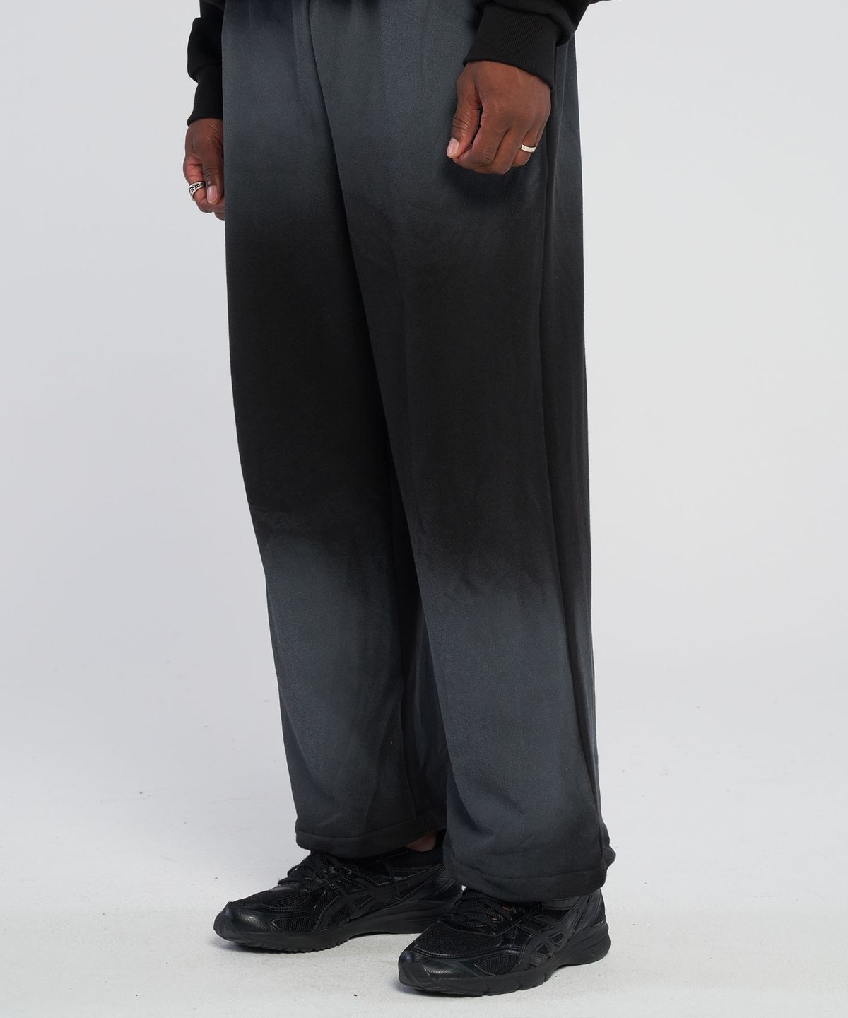 테네르(TENER) paint wide banding pants_Black