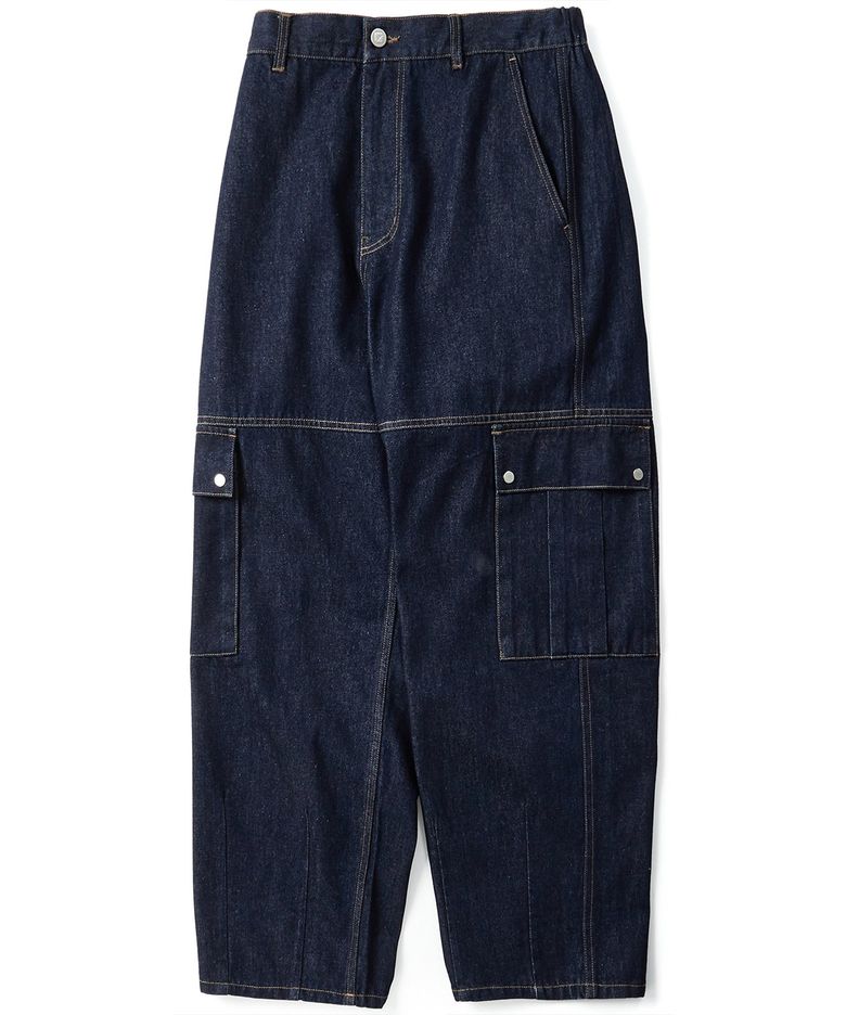 Washed cargo denim pants Indigo