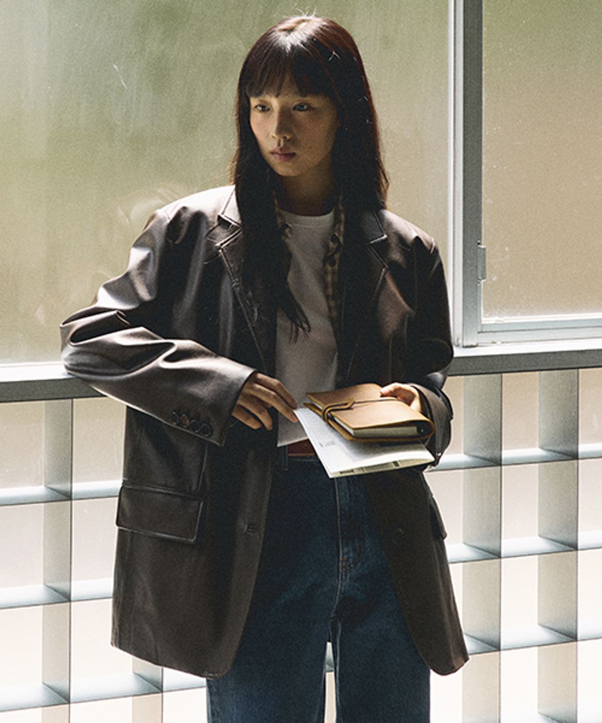 링서울(LINGSEOUL) leather single jacket-brown