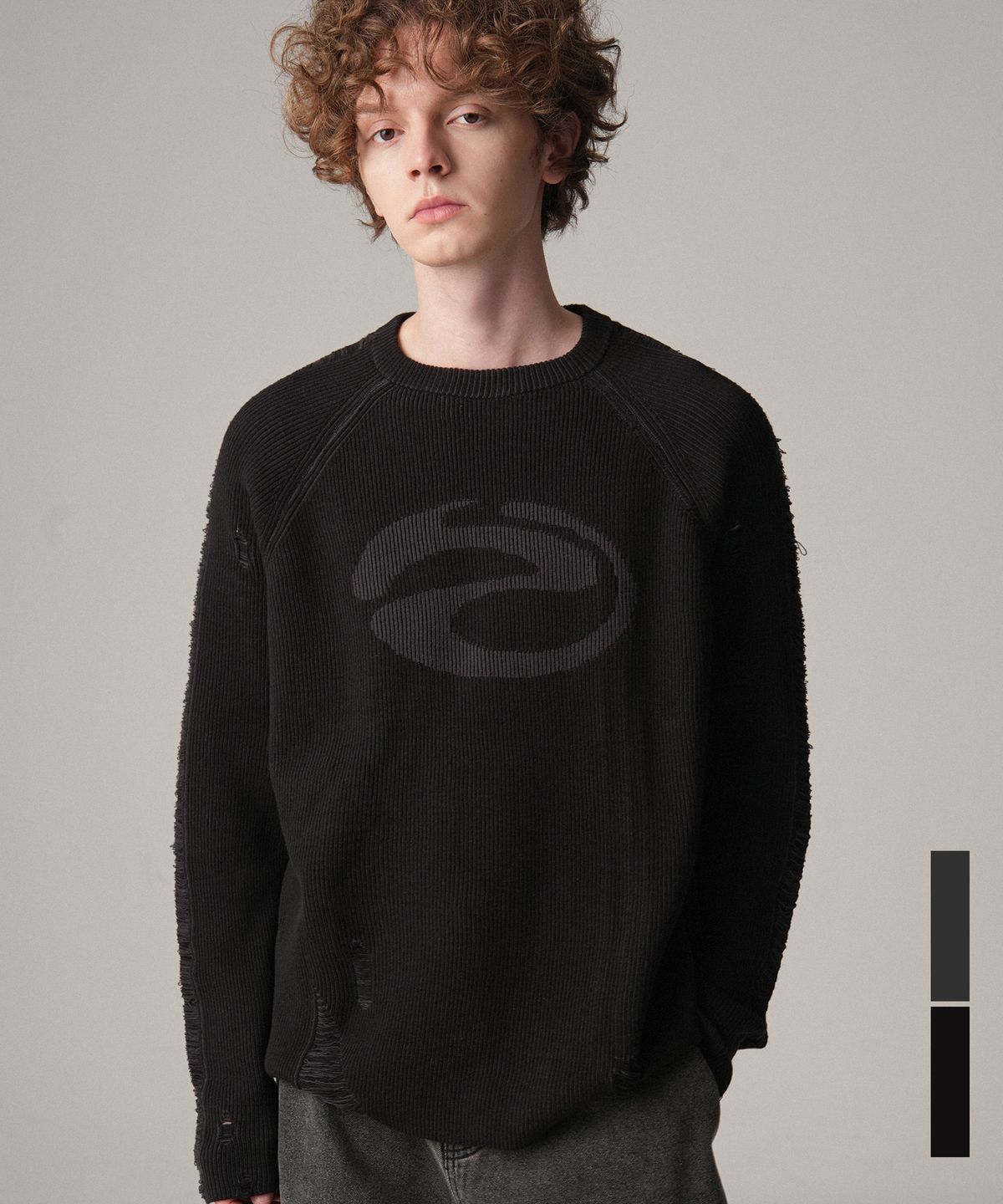 젠더스트(ZENDUST) Marc Damage Raglan Knit - 2COL