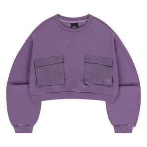 더블포켓 크롭 맨투맨-다크퍼플