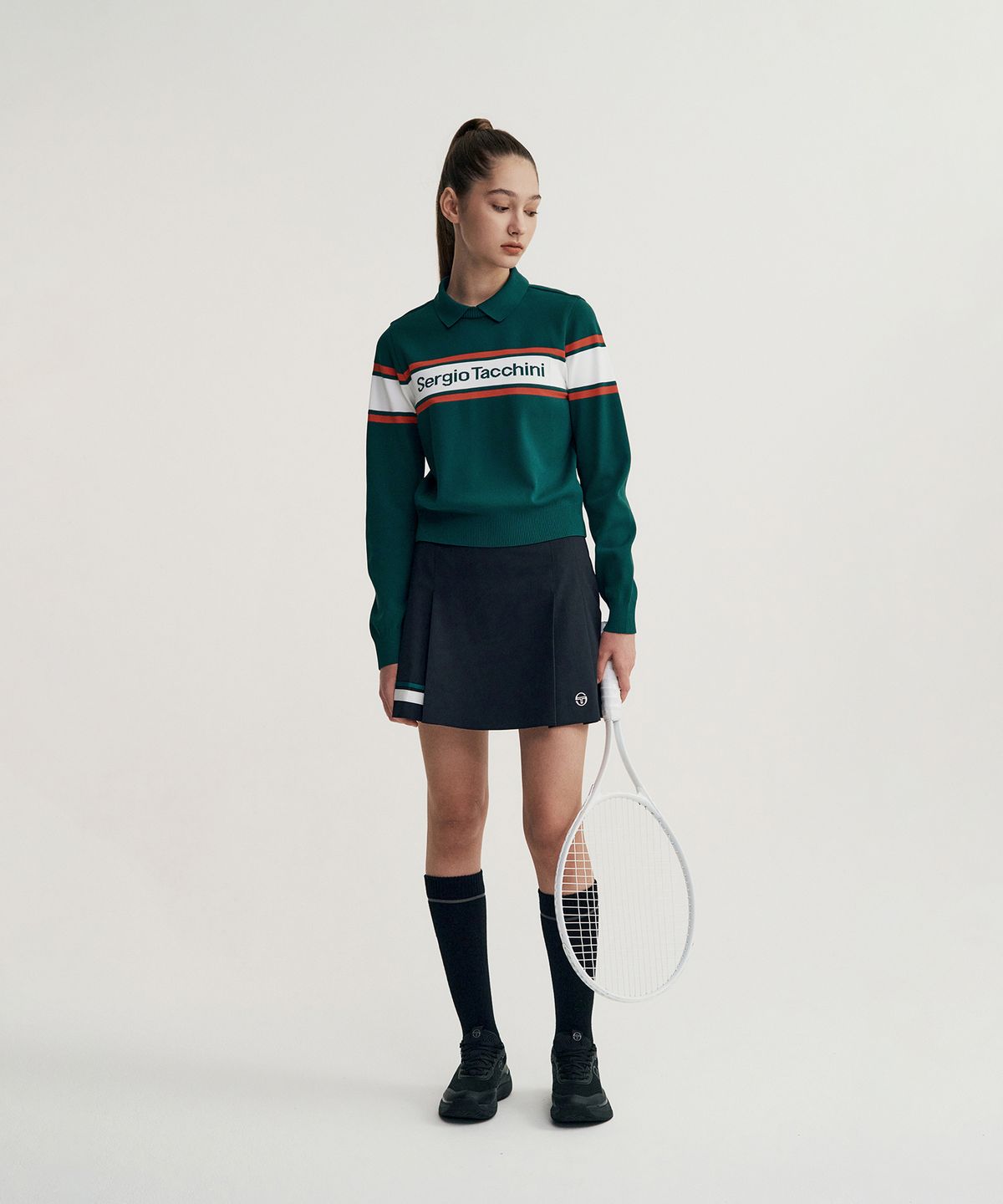 세르지오 타키니(SERGIO TACCHINI) W 플래그 베러니트 카라 풀오버 (Green)