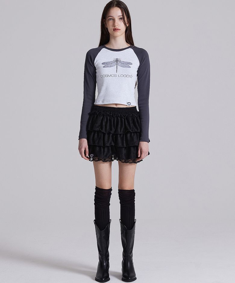 MOCHA SKIRT IN BLACK (스웨이드 캉캉 스커트)