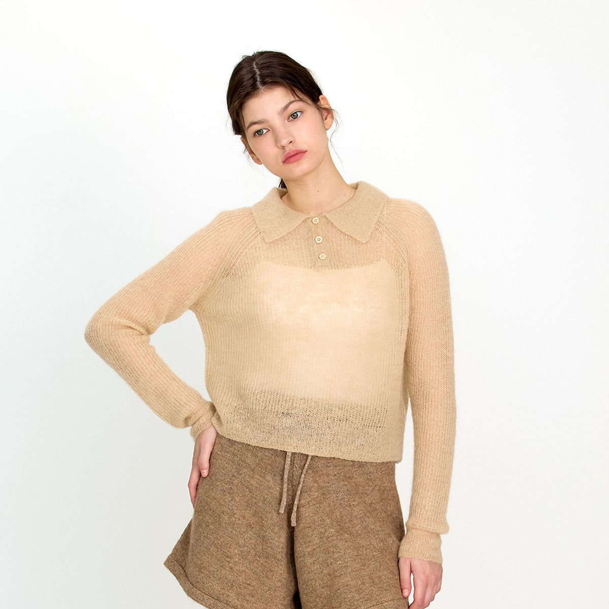 에이앤레이(AEIREI) AR_Half button knit top_5color