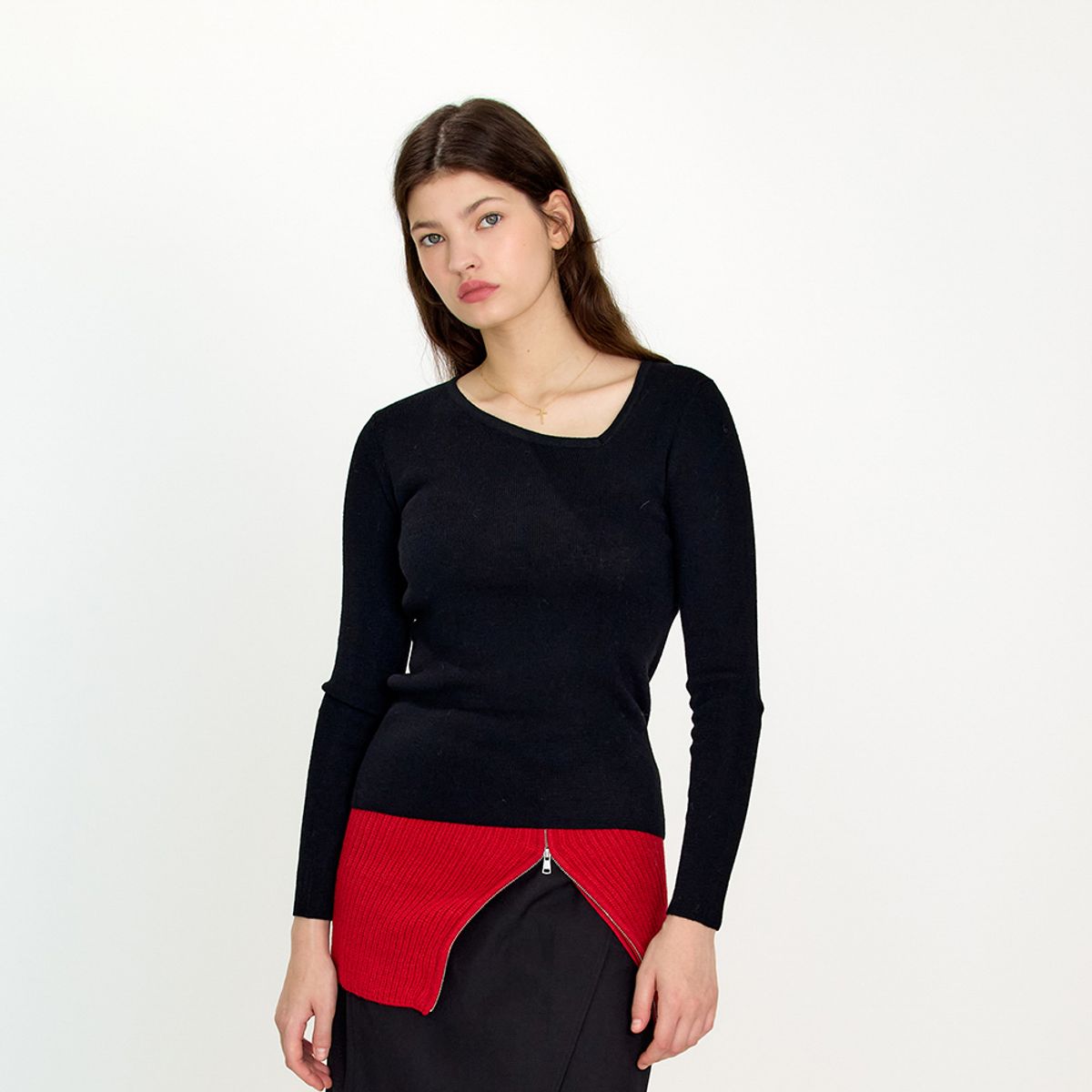 에이앤레이(AEIREI) AR_Sloping shoulder knit top_3color