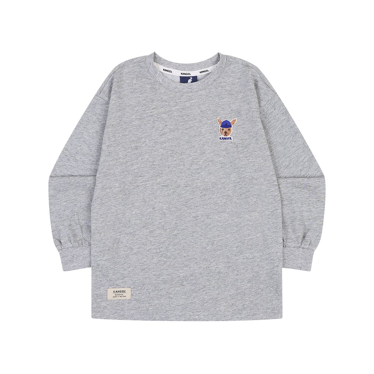 캉골키즈(KANGOL KIDS) 뉴 심볼 패치 티셔츠 QC 0006 멜란지 그레이
