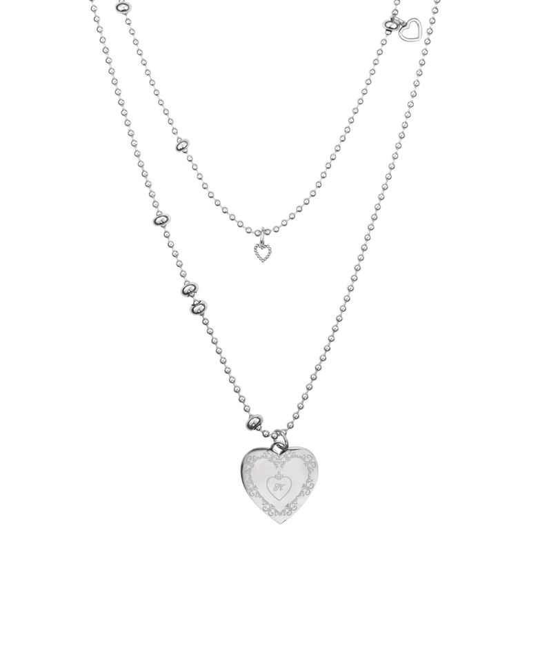 heart spill layer necklace-silver