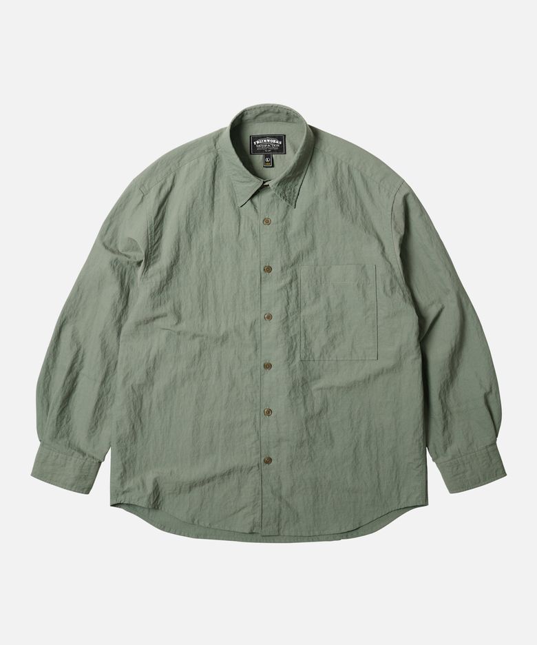 NYLON RAYON RELAXED SHIRT _ JADE GREEN