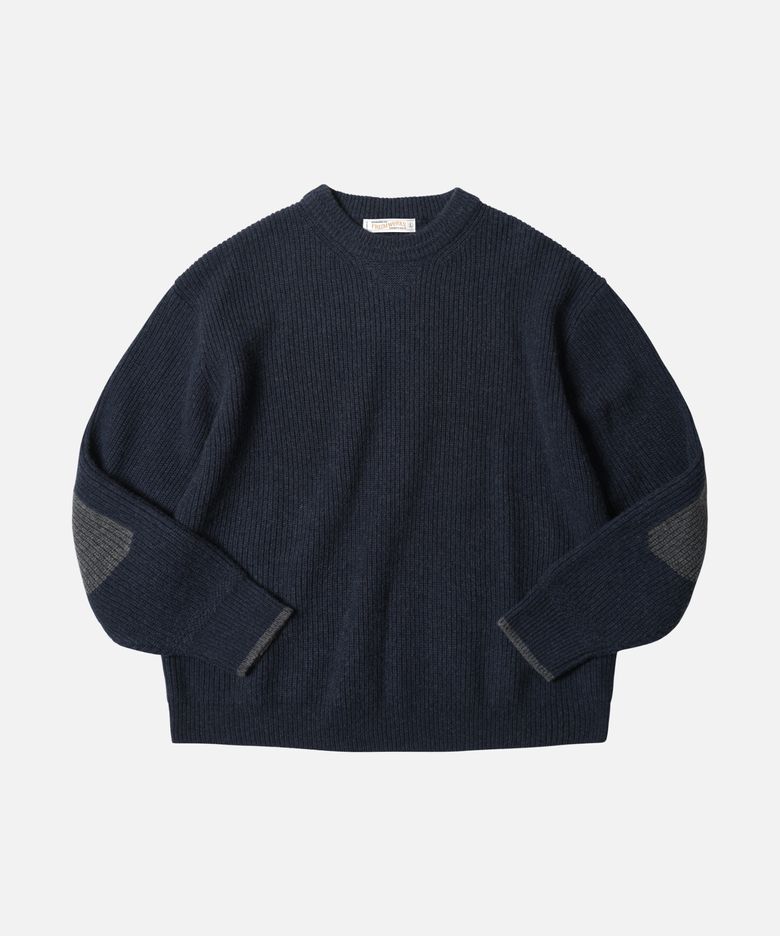 PATCH ROUND PULLOVER KNIT _ NAVY