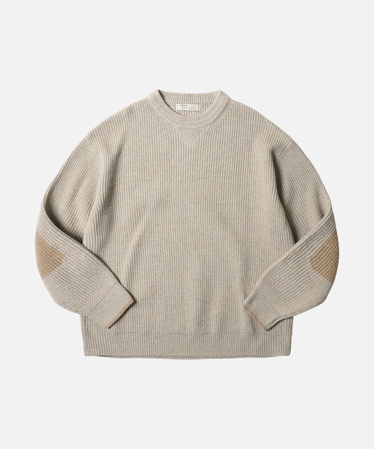 프리즘웍스(FRIZMWORKS) PATCH ROUND PULLOVER KNIT _ OATMEAL