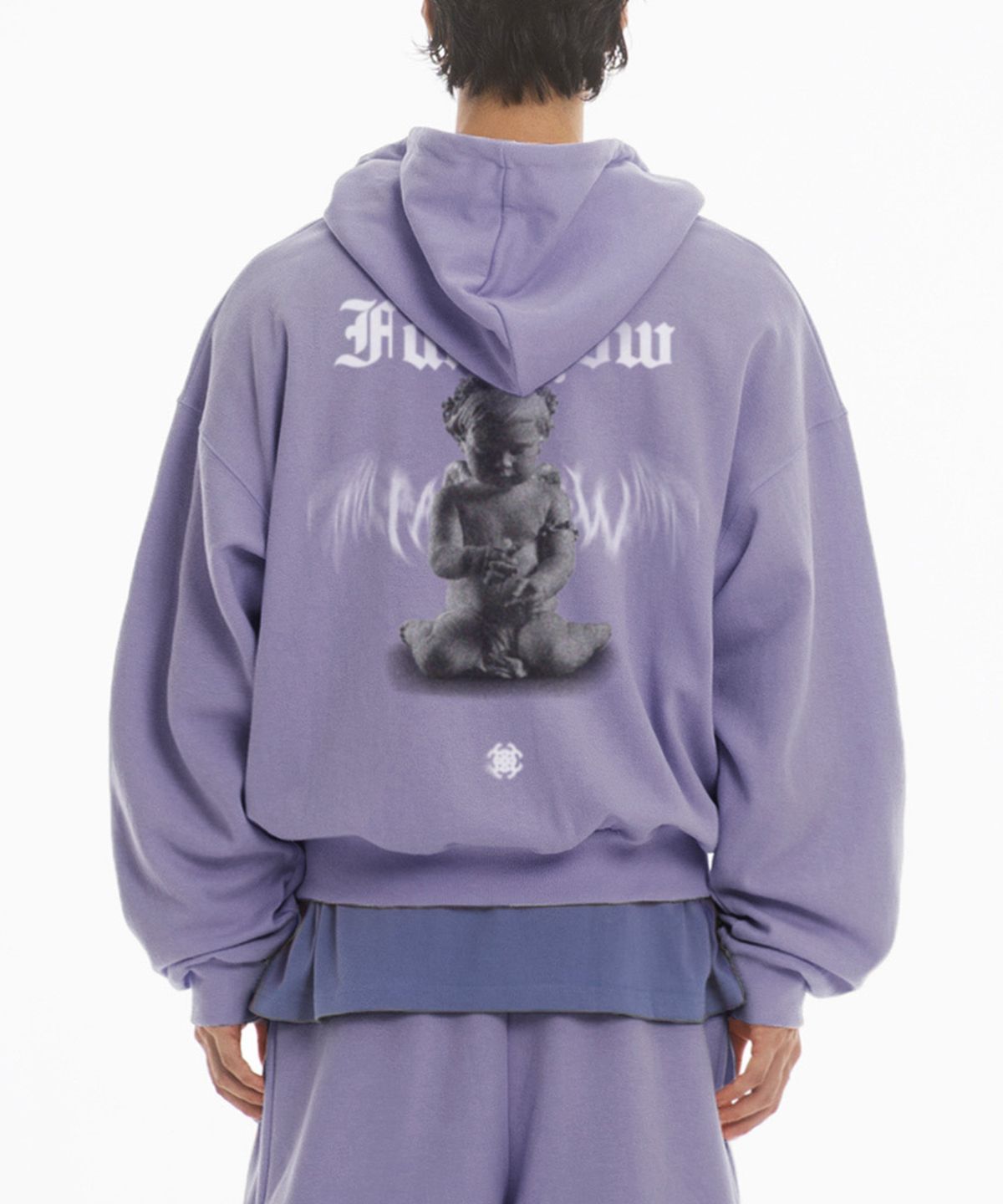 팬쇼(FANSHOW) DEMONIC ANGEL OVER FIT FLEECE-LINED HOODED ZIPUP - PUPLE