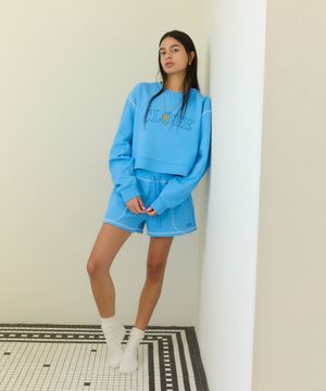 COTTON TERRY SWEAT SHORTS - BLUE