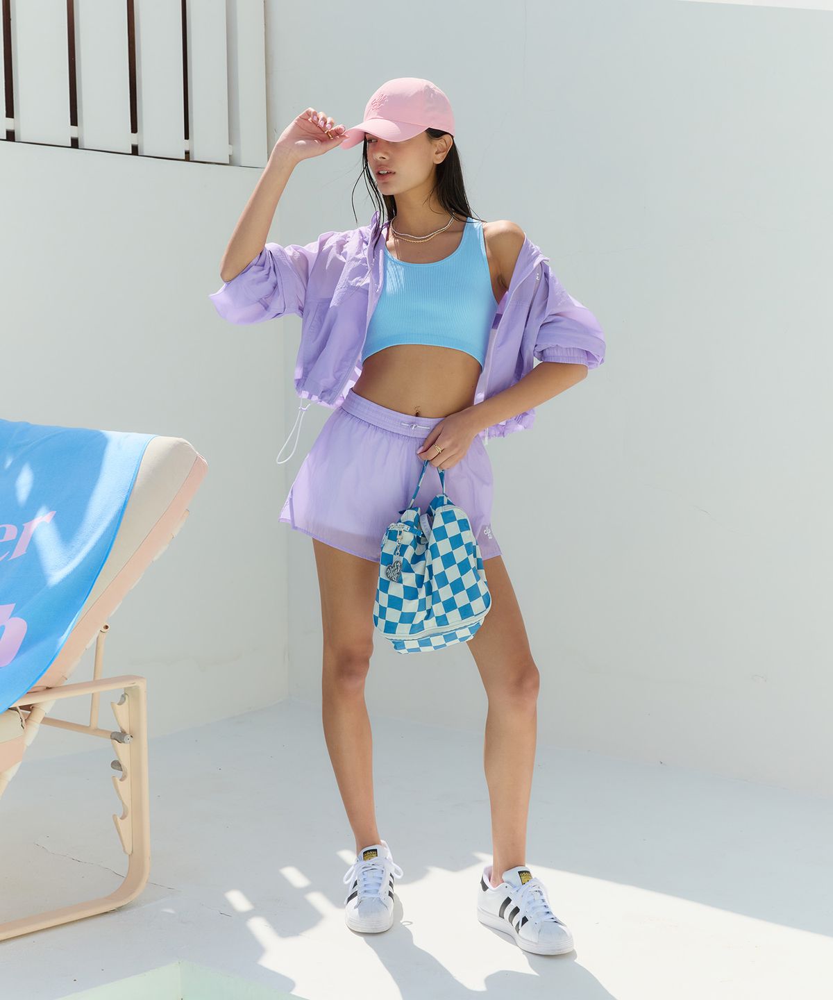 클로트(CLOTE) 2 WAY SLEEVE CROP WINDJACKET - PURPLE