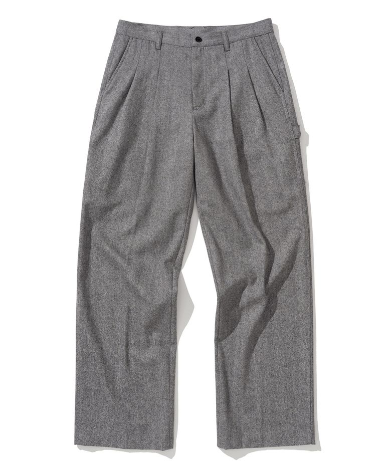 wool carpenter slacks herringbone grey