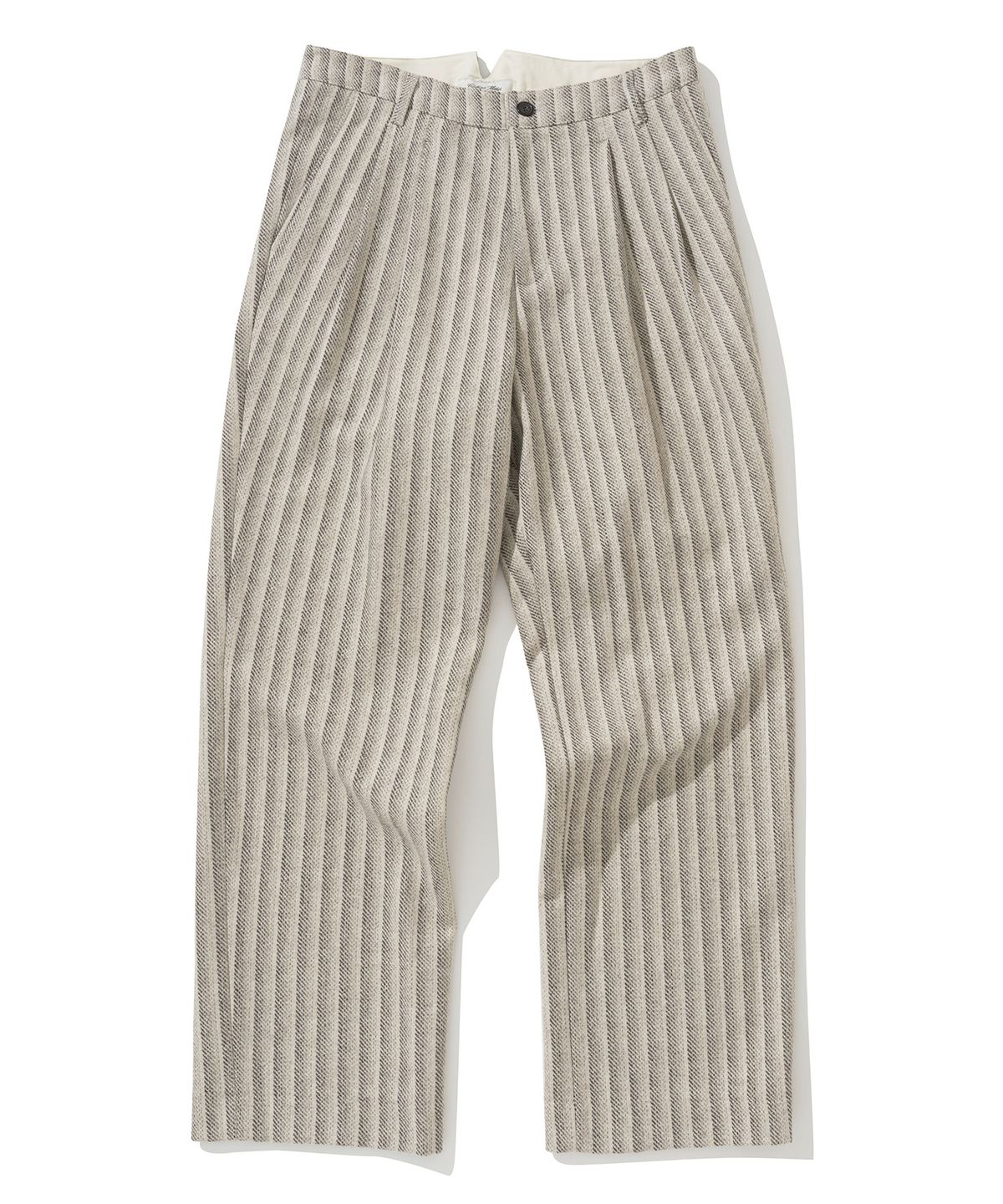 유니폼브릿지(UNIFORM BRIDGE) wool two tuck pants ivory stripe