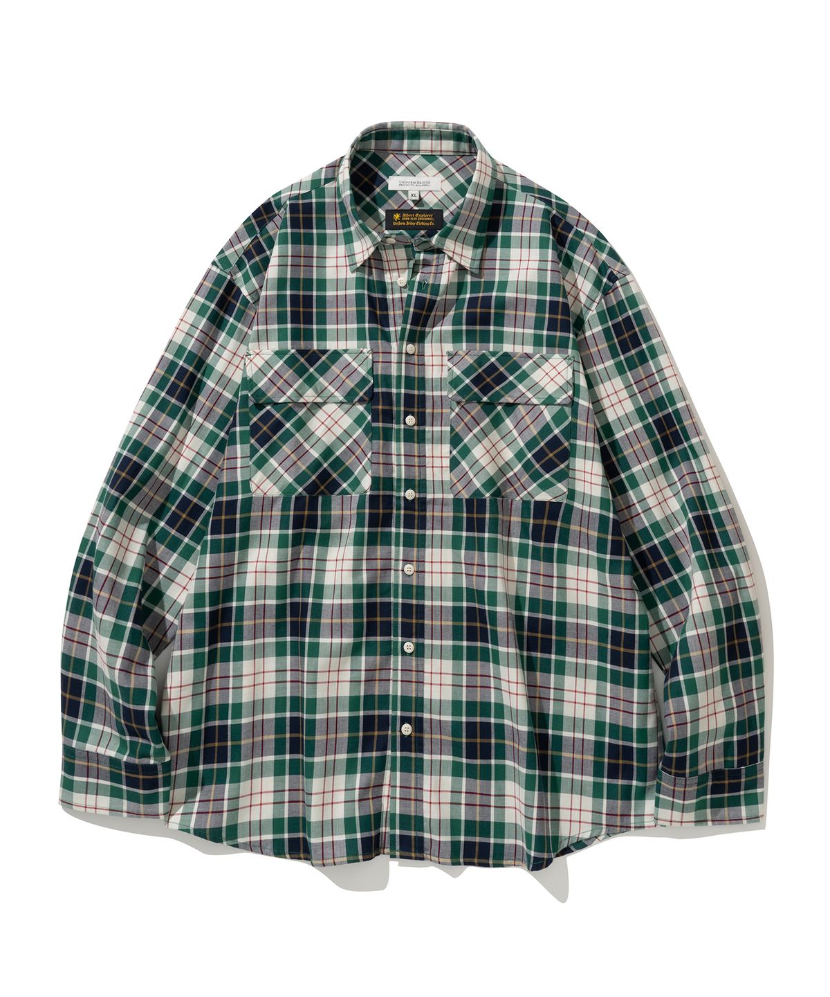 유니폼브릿지(UNIFORM BRIDGE) AE two pocket check shirt green
