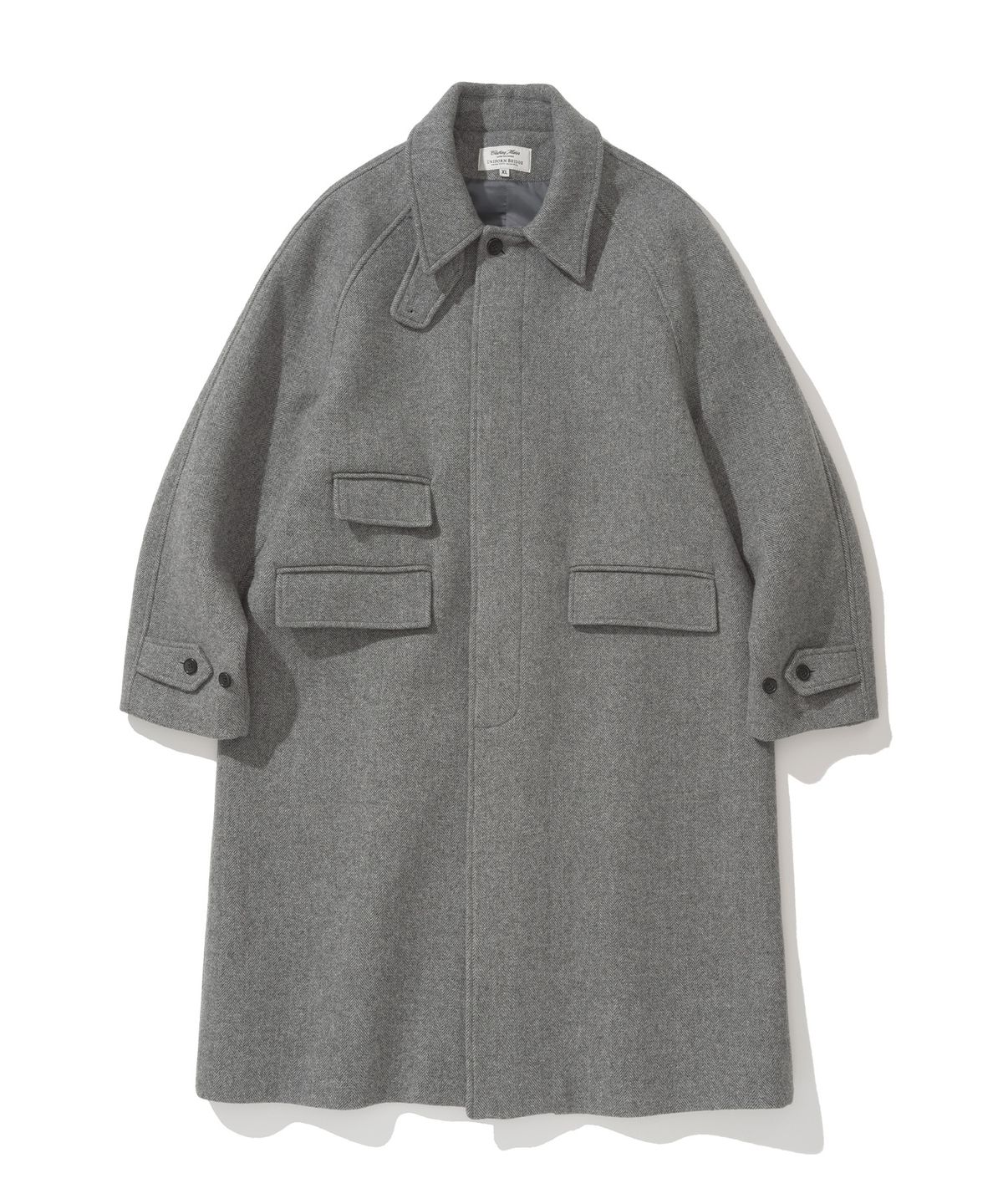 유니폼브릿지(UNIFORM BRIDGE) wool balmacaan coat grey herringbone