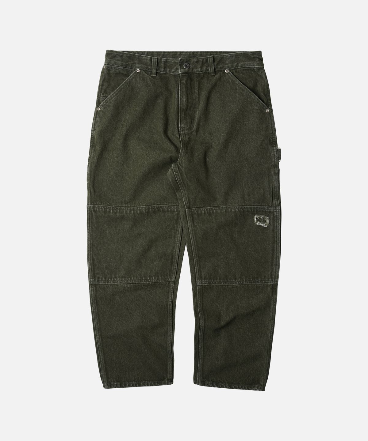 프리즘웍스(FRIZMWORKS) WASHED DENIM DOUBLE KNEE PANTS _ WASHED OLIVE