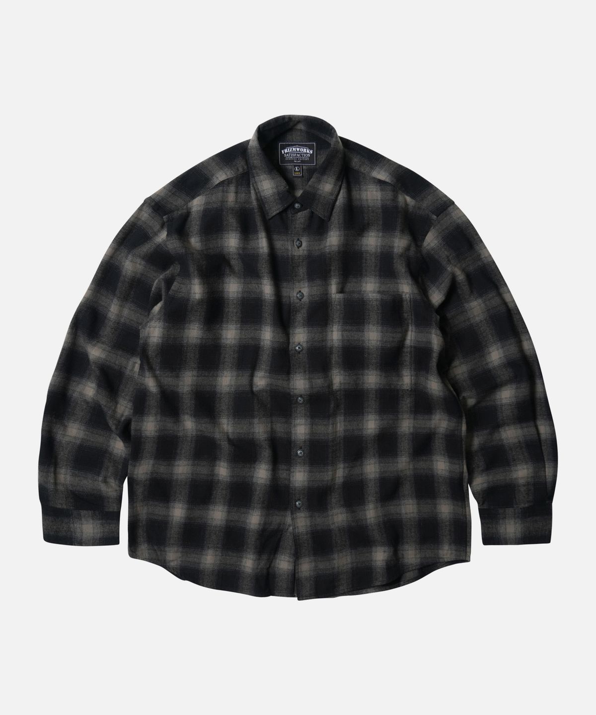 프리즘웍스(FRIZMWORKS) OMBRE FLANNEL RELAXED SHIRT _ BLACK